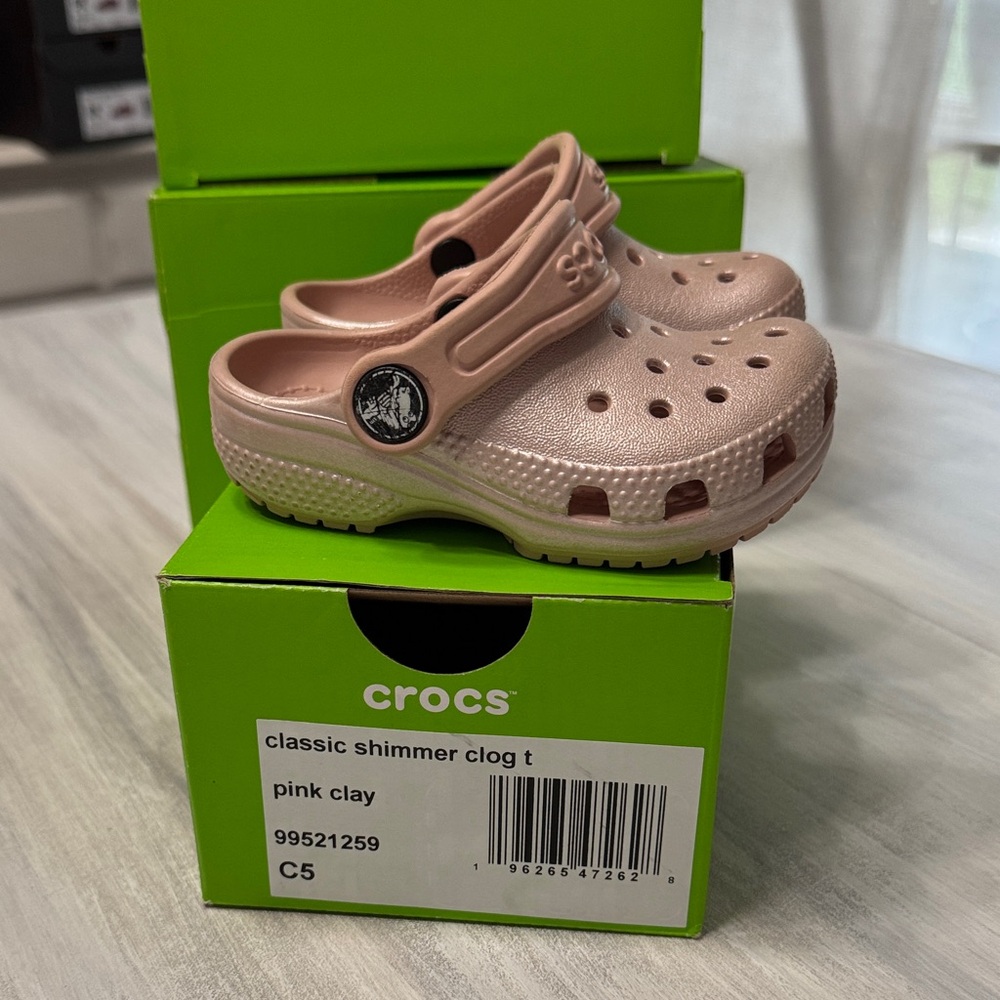 CROCS Kids Classic Shimmer Clog - Pink Clay